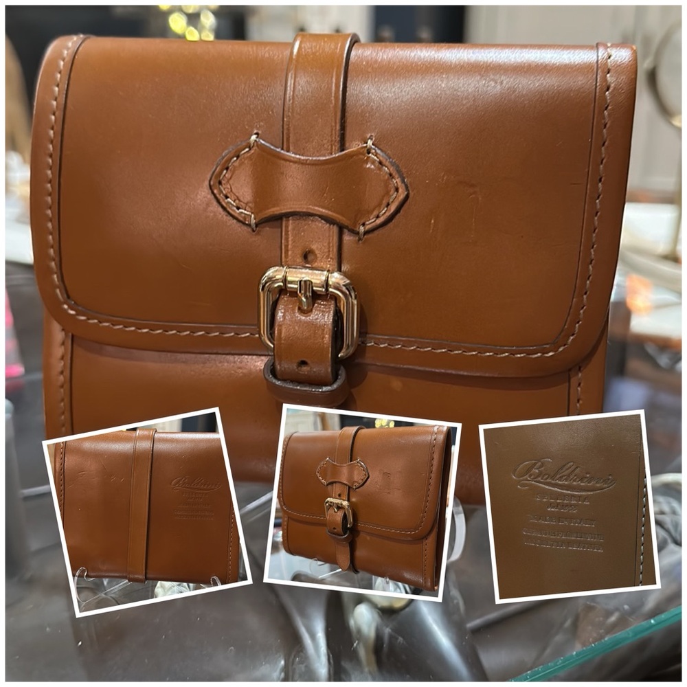 *HOLD* BOLDRINI SELLERIA Genuine Florentine Vacchetta Leather Cosmetics Bag - Picture 5 of 16